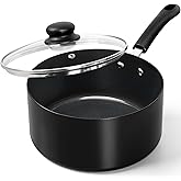 MICHELANGELO Nonstick 3 Quart Saucepan with Lid, Ceramic Small Sacuce pan, Easy to Clean, Non-Toxic Saucepan, 3QT, Black