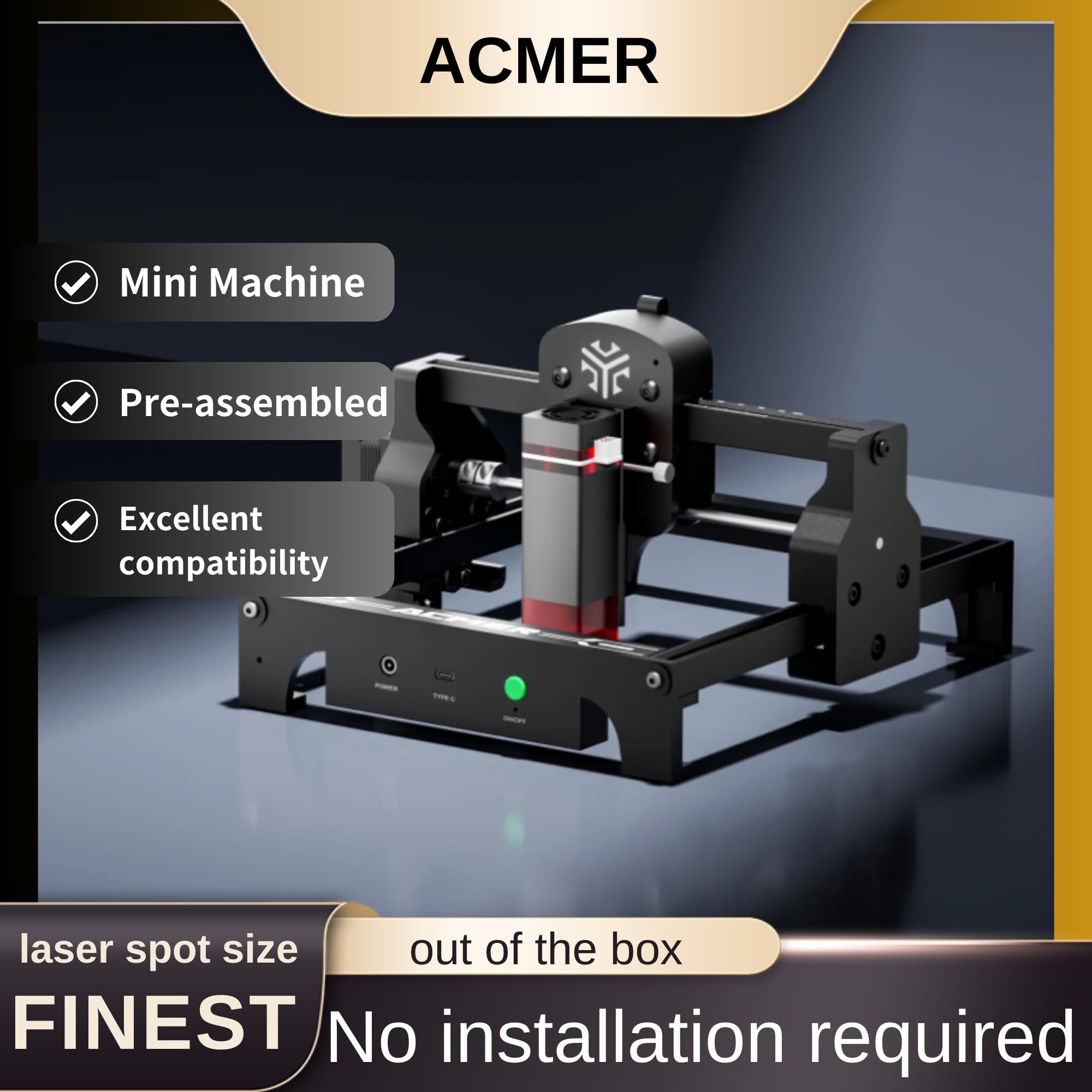 ACMER S1 Laser Engraver for Beginner Mini Laser Engraving Machine for Wood, Leather, Plastic, Laser Class4 (S1 3500mW)