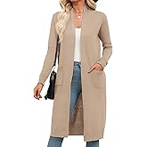 Zeagoo Women's Long Cardigan Sweaters Lightweight Sweater Long Sleeve Open Front Casual Knit Duster Cardigans with Pocket
