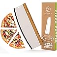 Oliver's Kitchen Pizza Cutter - Pizza Slicing Made Easy (from 12 to 17" inches) - Organic Bamboo Handle with Comfortable Grip - Slice Like A Pro Pizza Chef at Home - Super Sharp Large Pizza Rocker