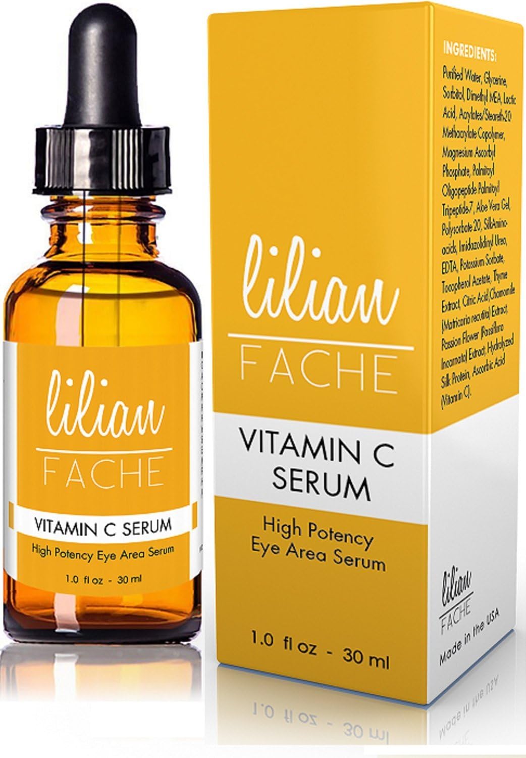 Vitamin C Serum By Lilian Fache - For Face - Highest Potency Formula - Eliminate Lines, Wrinkles, Aging Skin and Crows Feet - Protect Your Skin and Bring Back That Youtful Glow, 30ml - Pack Of Two