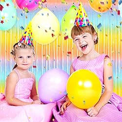 6 Pack Light Rainbow Foil Fringe Curtain