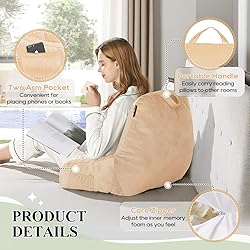 downluxe Reading Pillow with Support Arms, Bed