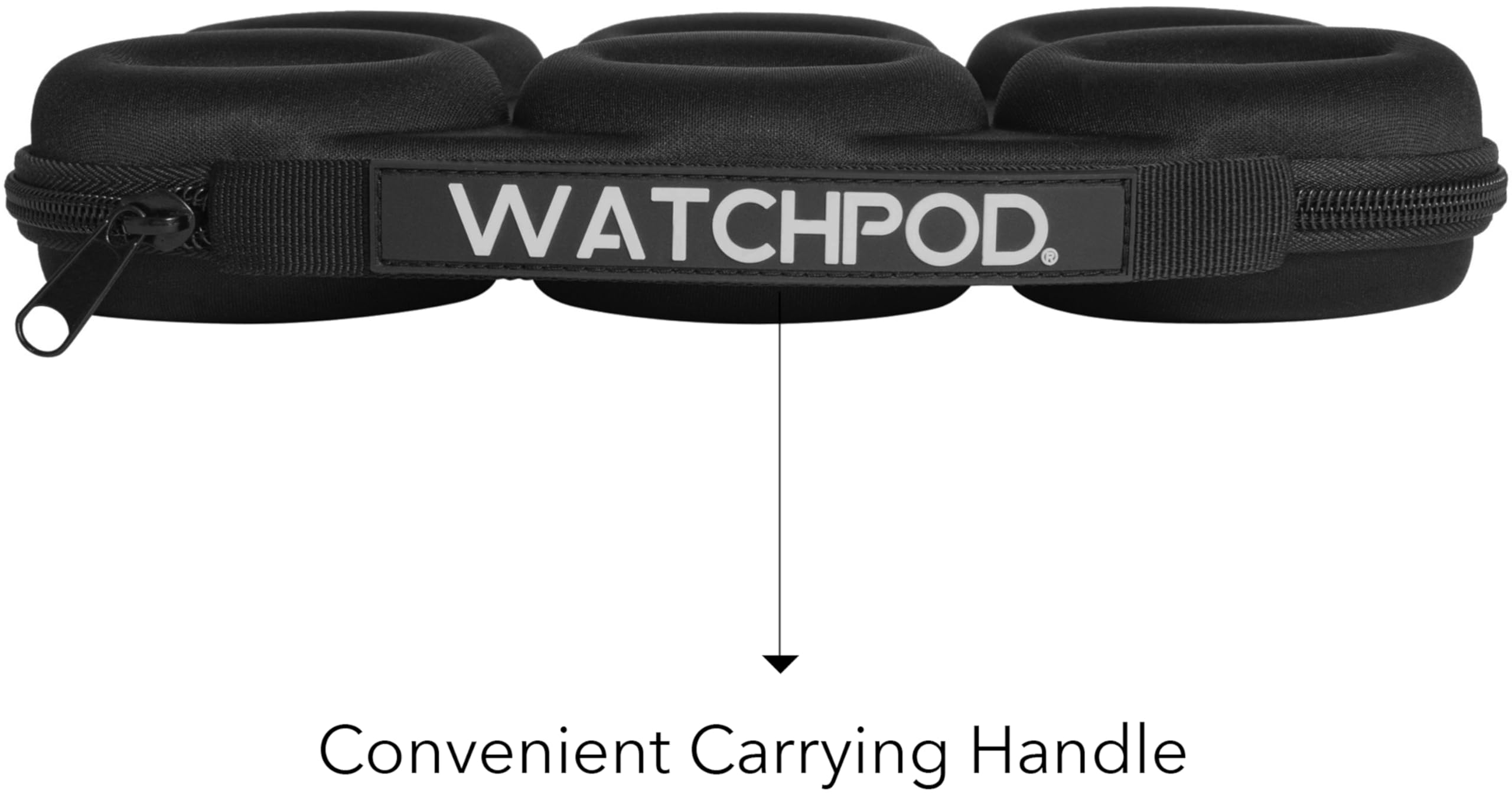 WATCHPOD Six Watch Travel Case Storage Holder Box for 6 Watches | Tough Portable Protection w/Zipper Fits All Wristwatches & Smart Watches Up to 50mm (Black)