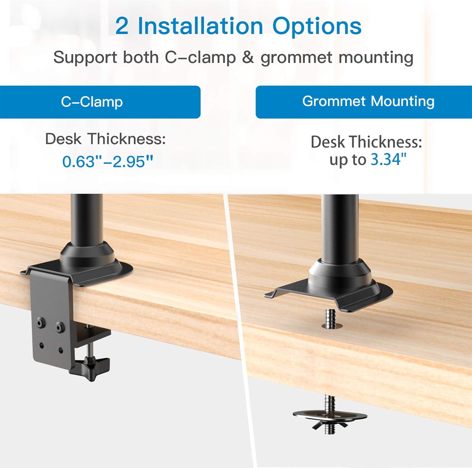 Dual Monitor Stand - Height Adjustable Gas Spring Double Arm Monitor Mount Desk Stand Fit Two 17 to 32 inch Screens with Clamp, Grommet Mounting Base, Each Arm Hold up to 19.8lbs : Office Products
