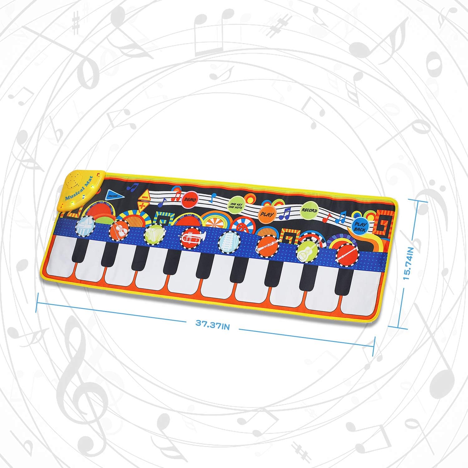 Music Mat Toy for Kids Toddlers Age 3-8 Years Old, 19 Piano Key Playmat Touch Play Game Dance Blanket Carpet Mat with Record, Playback, Demo, Adjustable Vol, Educational Toys for Girls Boys, 43"X14": Toys & Games