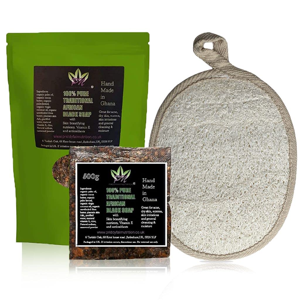 Supreme Quality Traditional Organic African Black soap bar 504g with Osun red camwood powder and other skin beautifying ingredients combats dry skin,acne,eczema,psoriasis and fades scars