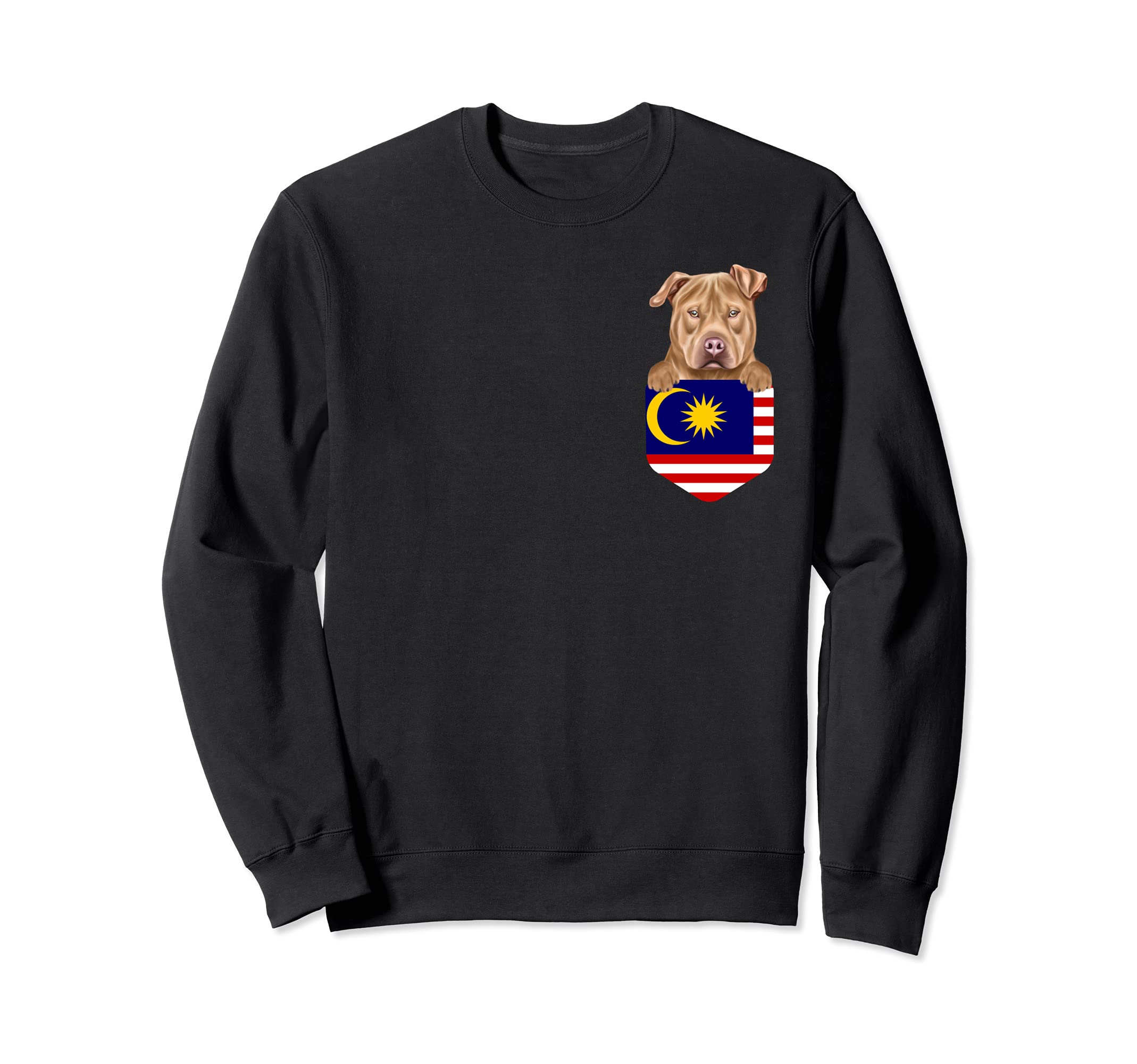Malaysia Flag Usa Staffordshire Terrier Dog In Pocket Sweatshirt