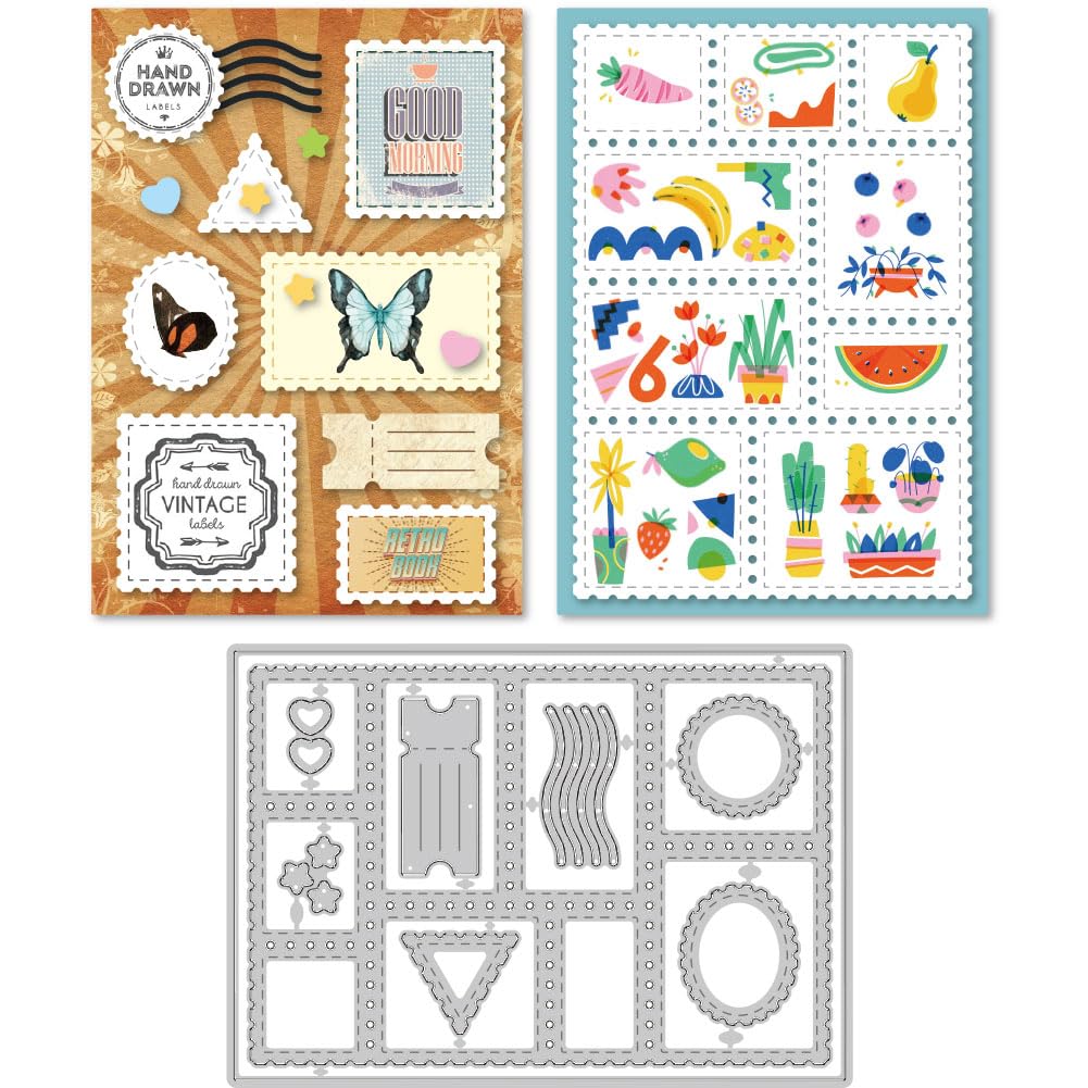 DELORIGIN Stamp Frame Die Cuts for Card Making, Regular Form Carbon Steel Die Cuts Cutting Dies Frame Stencils Scrapbooking Embossing Template Dies for Crafting Photo Album Embossing Invitation