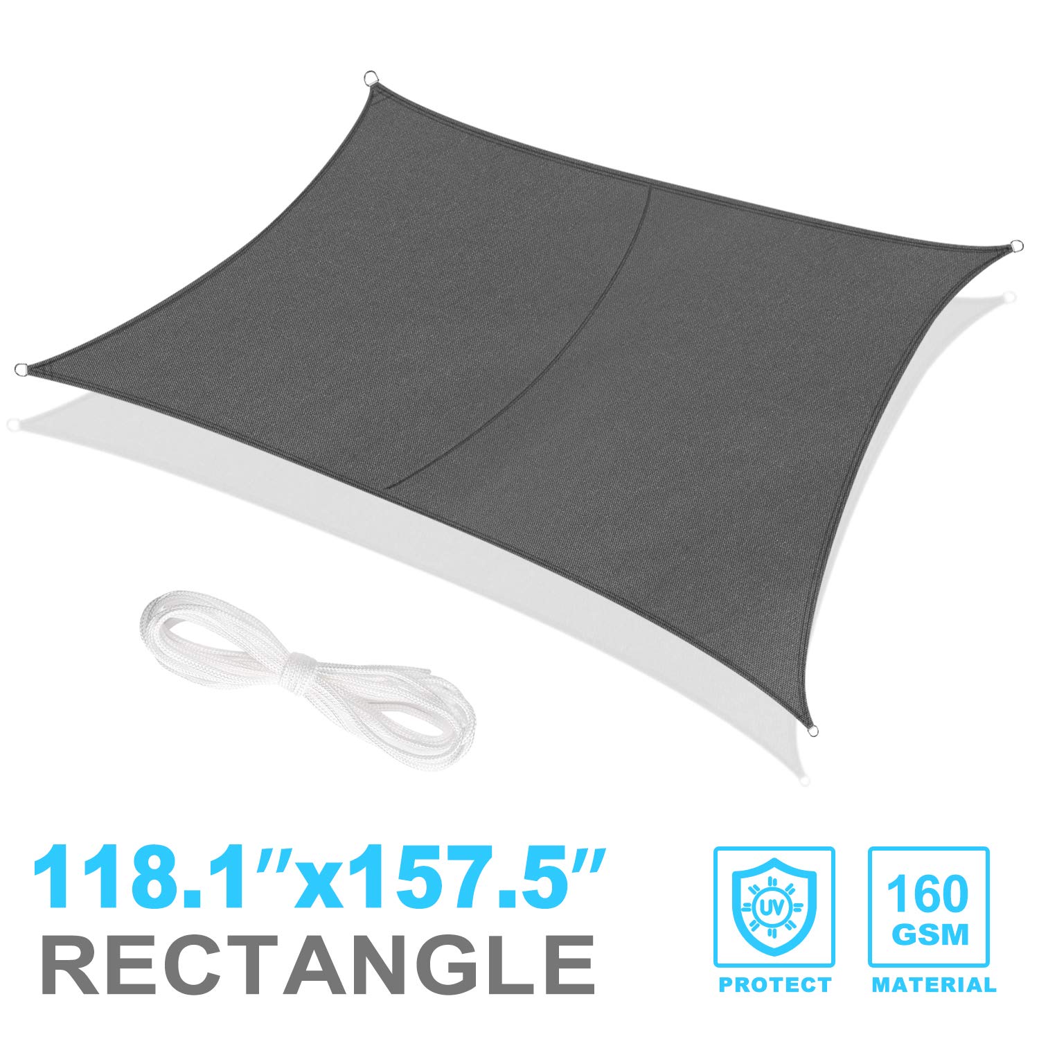 Buy RATELSun Shade Sail, 4m x 3m Waterproof Canopy Outdoor Rectangle, 98 UV Block Patio Sun