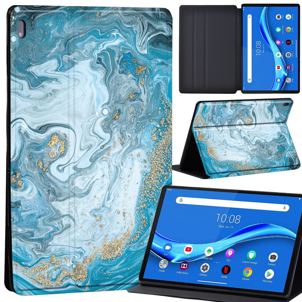 Case For Lenovo Tab M10 FHD Plus 10.3 inch (TB-X606X TB-X606F) Leather Case with Auto Wake-up, Flip Case for Lenovo Tab M10 FHD Plus Cover (blue ocean marble)