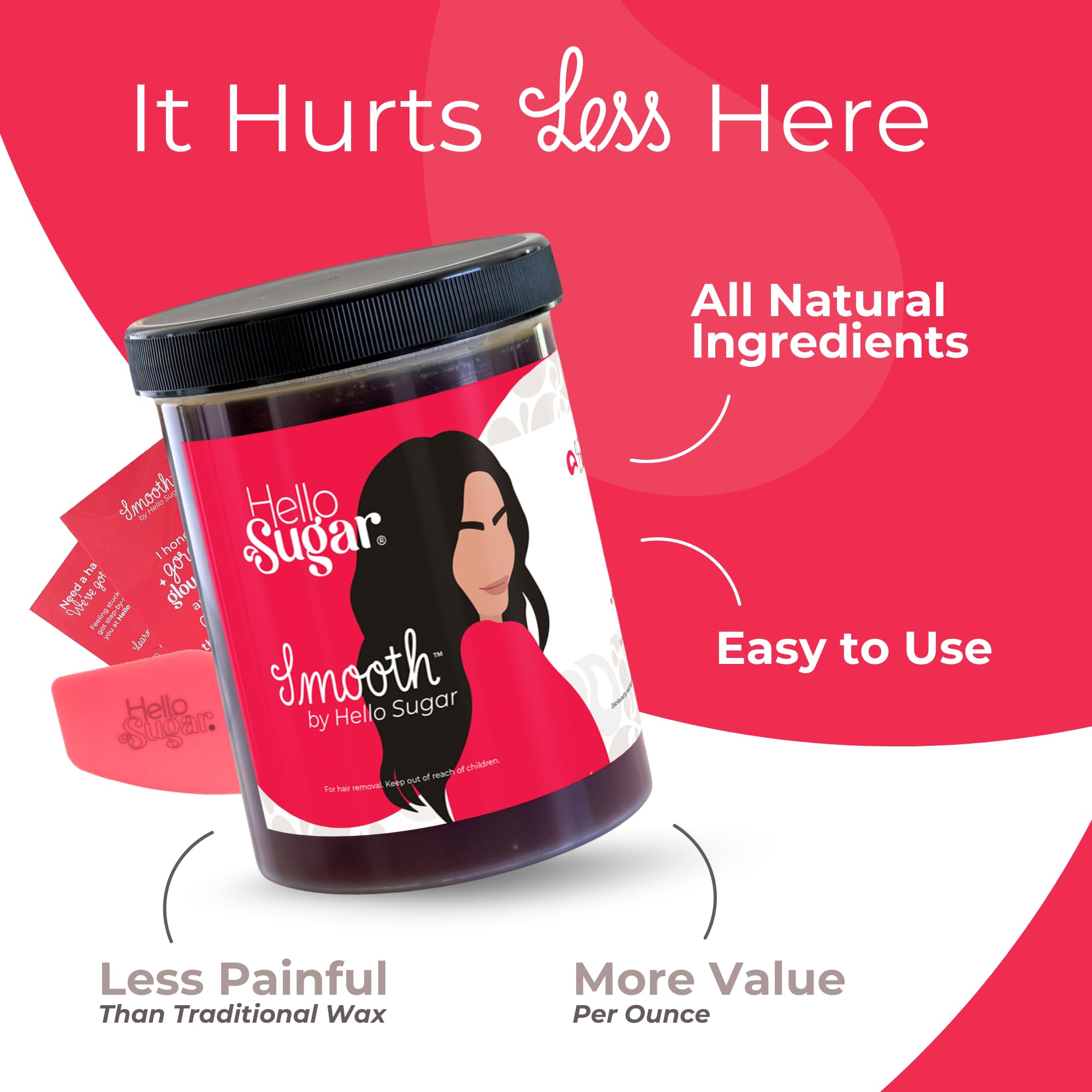 Smooth by Hello Sugar | Full-Body Sugar Wax | Sugar Waxing for Hair Removal | Salon-Quality, Natural, Vegan Sugaring Kit | Follow Instructions Carefully | 100% Cruelty-Free (2 lbs 4 oz)