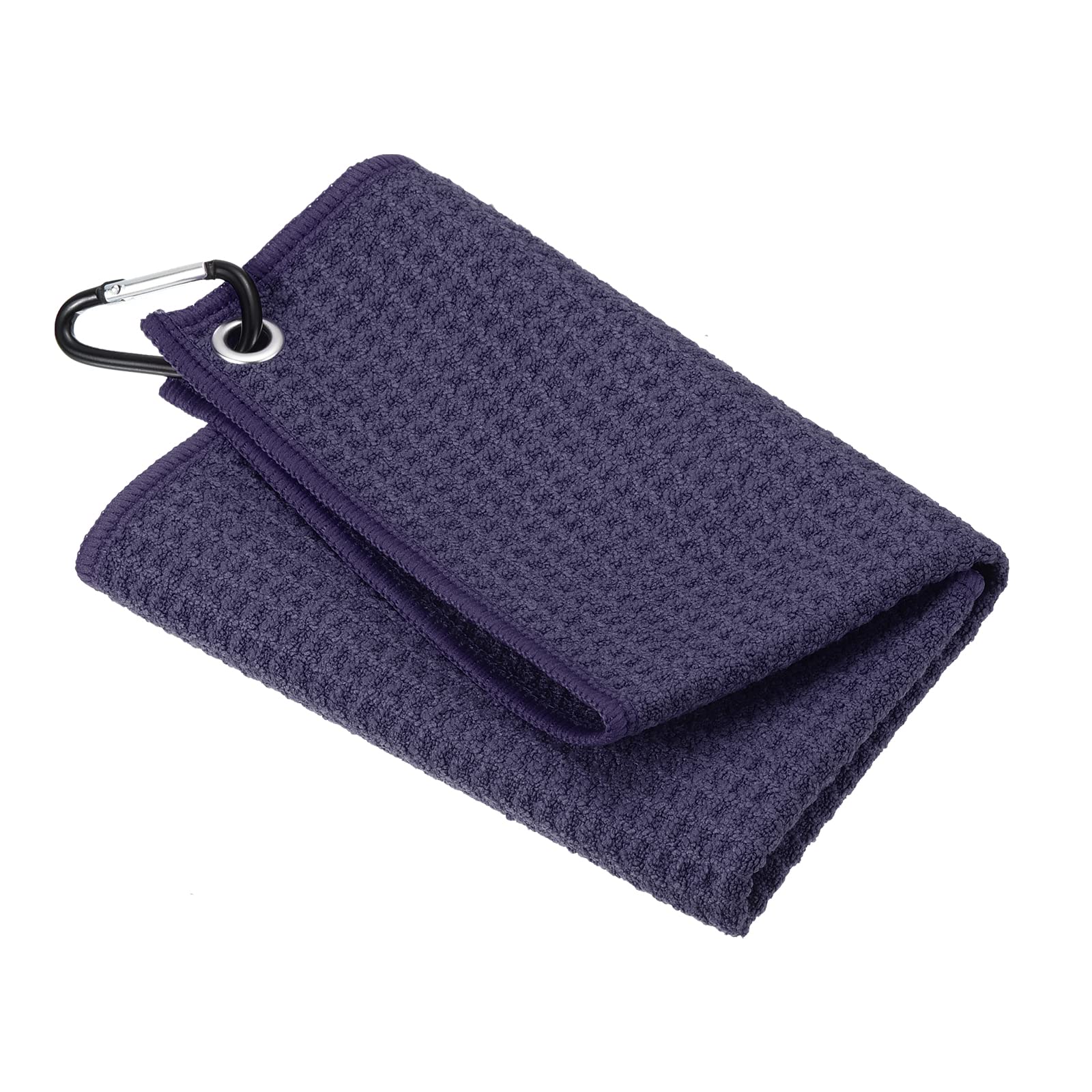 PATIKIL 12"x12" Tri-Fold Golf Towels, Waffle Pattern Towels Soft Fiber Strong Water Absorption with D Clip for Golf Lovers, Navy Blue