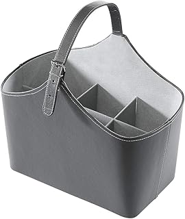 Kobolo Flaschenkorb Zeitungskorb Kaminkorb - Kunstleder - grau - 38x22x21/40 cm