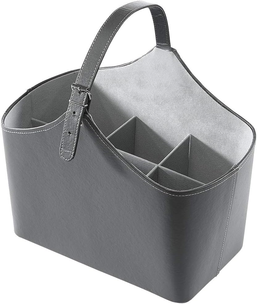 Kobolo Flaschenkorb Zeitungskorb Kaminkorb - Kunstleder - grau - 38x22x21/40 cm