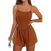 Ekouaer Womens Summer Sleeveless Workout Rompers Athletic Jumpsuit Double Lined Shorts One Piece Gym Yoga Clothes XS-XL