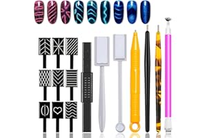 XEAOHESY 16 Pcs Nail Magnet Tool Set Magnet Plate Wand Board Magnetic Pen Stripe Nail Magnet Double Ended Magnet Wand Magnet Stick for Cat Eye Gel Polish Nail Art