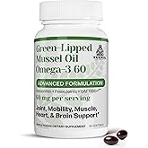 TURNER Omega-3 New Zealand Green Lipped Mussel Oil, 53x Higher Potency with UAF1000+ Super Antioxidant for Superior Joint Comfort & Mobility, No Fishy Aftertaste, 1 Bottle, 60 Softgels