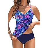Women's Tankini Swimsuits - Two Piece Swimsuit Tummy Control Bathing Suit 2025 Twist V Neck Swimwear