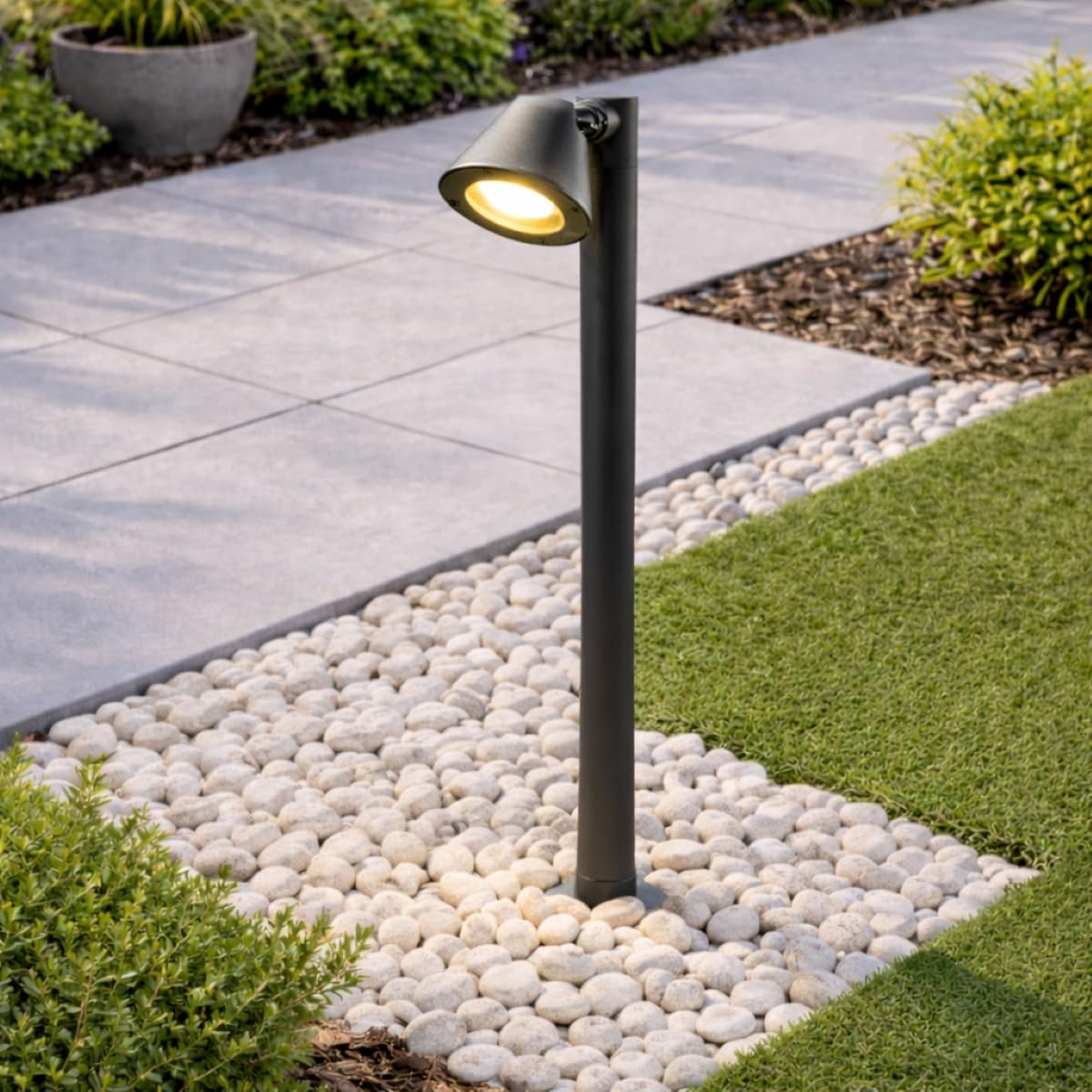 CGC Lighting Dark Grey Anthracite Adjustable Head Outdoor Post Bollard Garden Decking Light