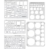 GAUENEEN 5 Pcs Architectural Templates: Circle, House Plan, Interior Design &amp; Furniture Templates, Drafting Tools &amp; Ruler Shapes for Architecture