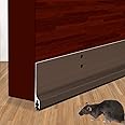 USUKUE Metal Door Draft Stopper 36 Inch Mice Guard Bottom Seal Strip Drafty Blocker, 3.5 Inch High Aluminium Mouse Sweep, Brown