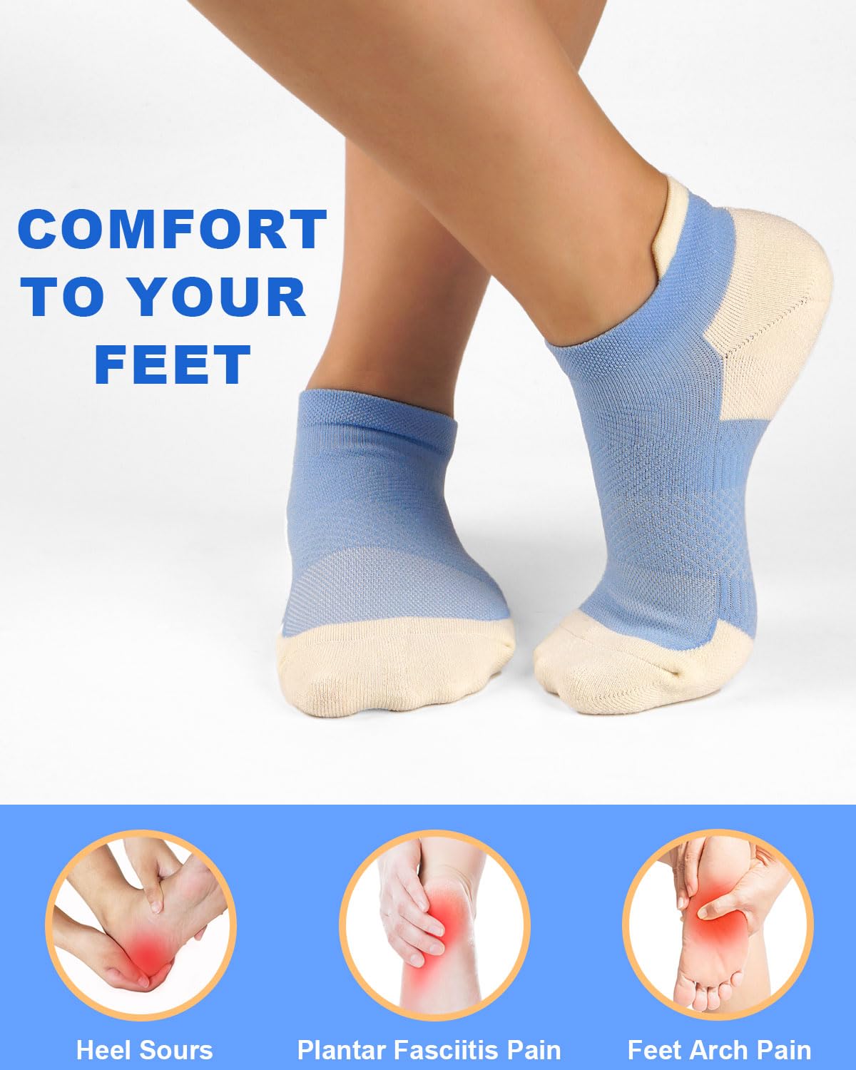 SOMTWO Ankle Compression Socks for Women,Runing Athletic Low Support Socks 5 Pairs