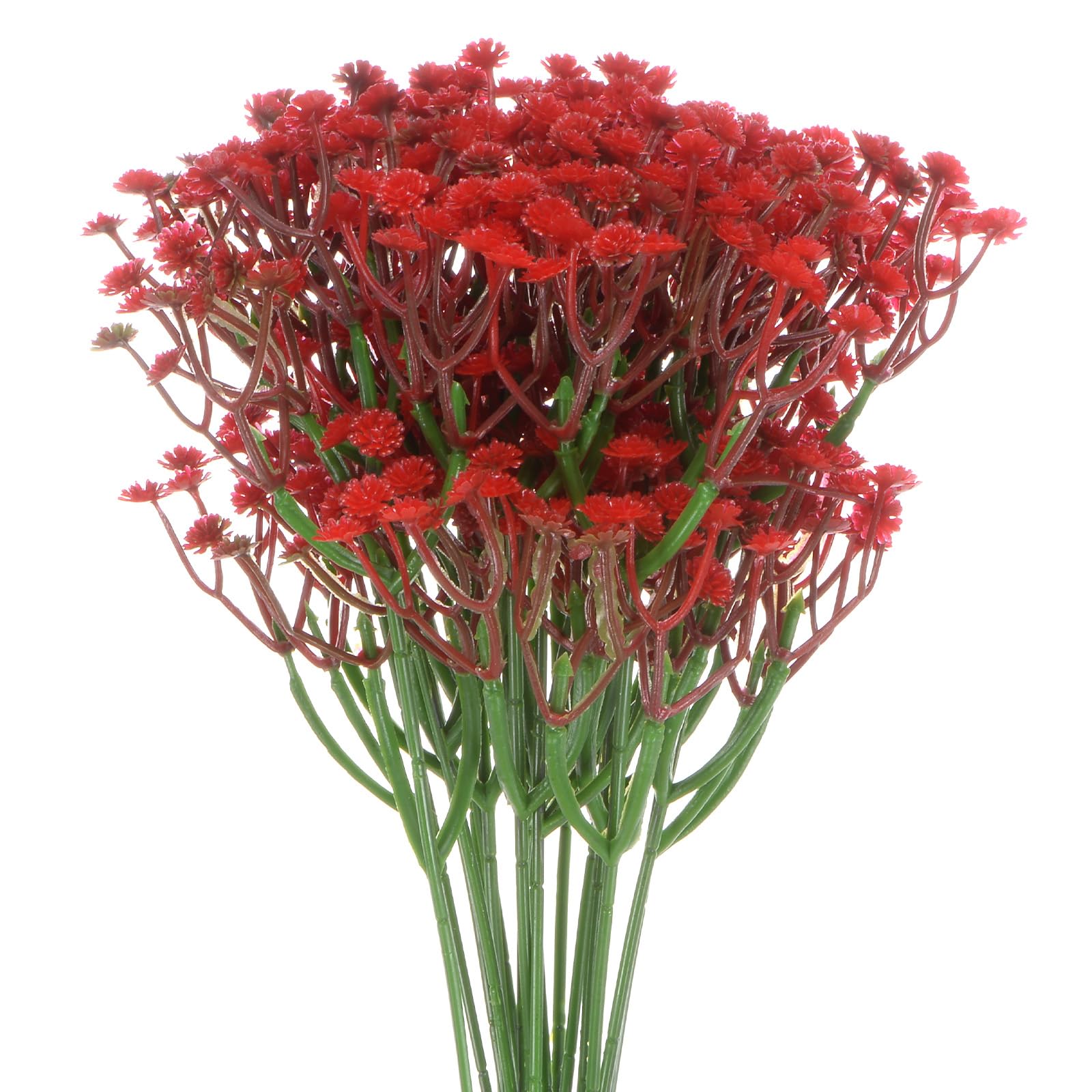 M METERXITY 18-Pack Artificial Baby's Breath, 11.4Inch Faux Gypsophila Plastic Bouquets Real Touch Faux Flowers for Home Decor/Wedding/Christmas/DIY/Party/Home/Garden Office [Red]