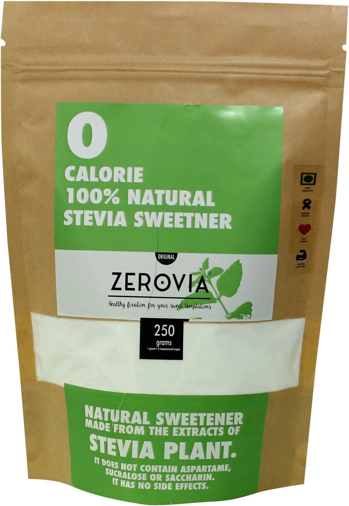 Zerovia Natural Stevia Sweetener spoonable (Pack of 250 Grams) || Natural Sugar