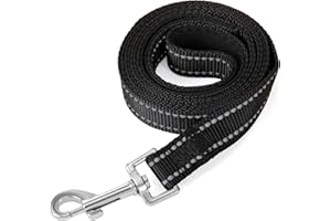 Nylon Dog Training Leash, Traction Rope for Small and Medium Dogs, 6 Feet Long (Black)