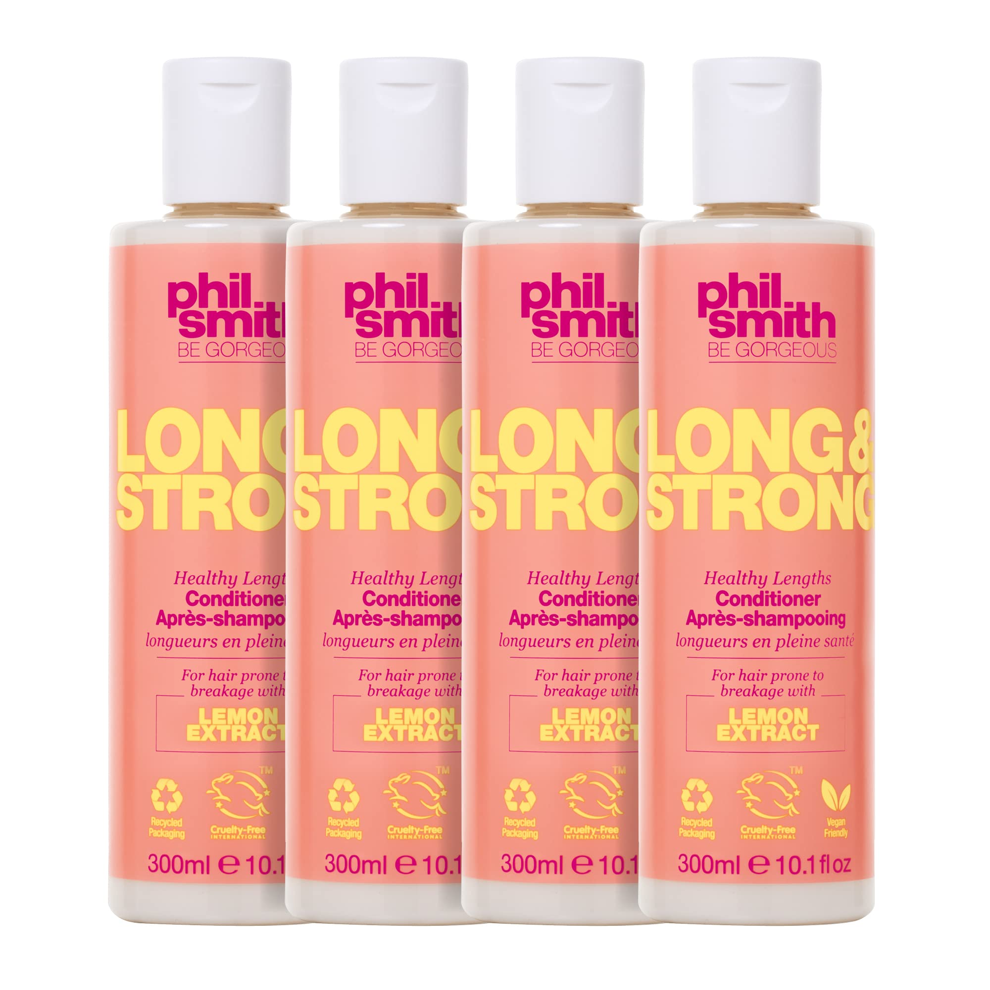 Phil Smith Be Gorgeous | Long & Strong Healthy Lengths Conditioner | For Hair Prone to Breakage | Vegan Friendly | Strengthening | 300ml | Pack of 4