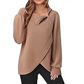 VALOLIA Sweatshirts Quarter Zip Pullover Tops Fall Clothes Turtleneck Sweatshirt Lightweight Tunic Sweaters
