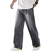 DFGIGT Mens Wide Leg Baggy Jeans Y2k Casual Fashion Loose Denim Pants Work Office Streetwear