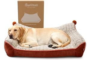 Pawccoli Orthopedic Dog Bed for Extra Large Dogs,Waterproof Supportive Egg Crate Foam Medium Dog Couch, Pet Bed with with Removable Bolsters, Washable Cover Non-Slip Bottom, (43''×32''×8'')