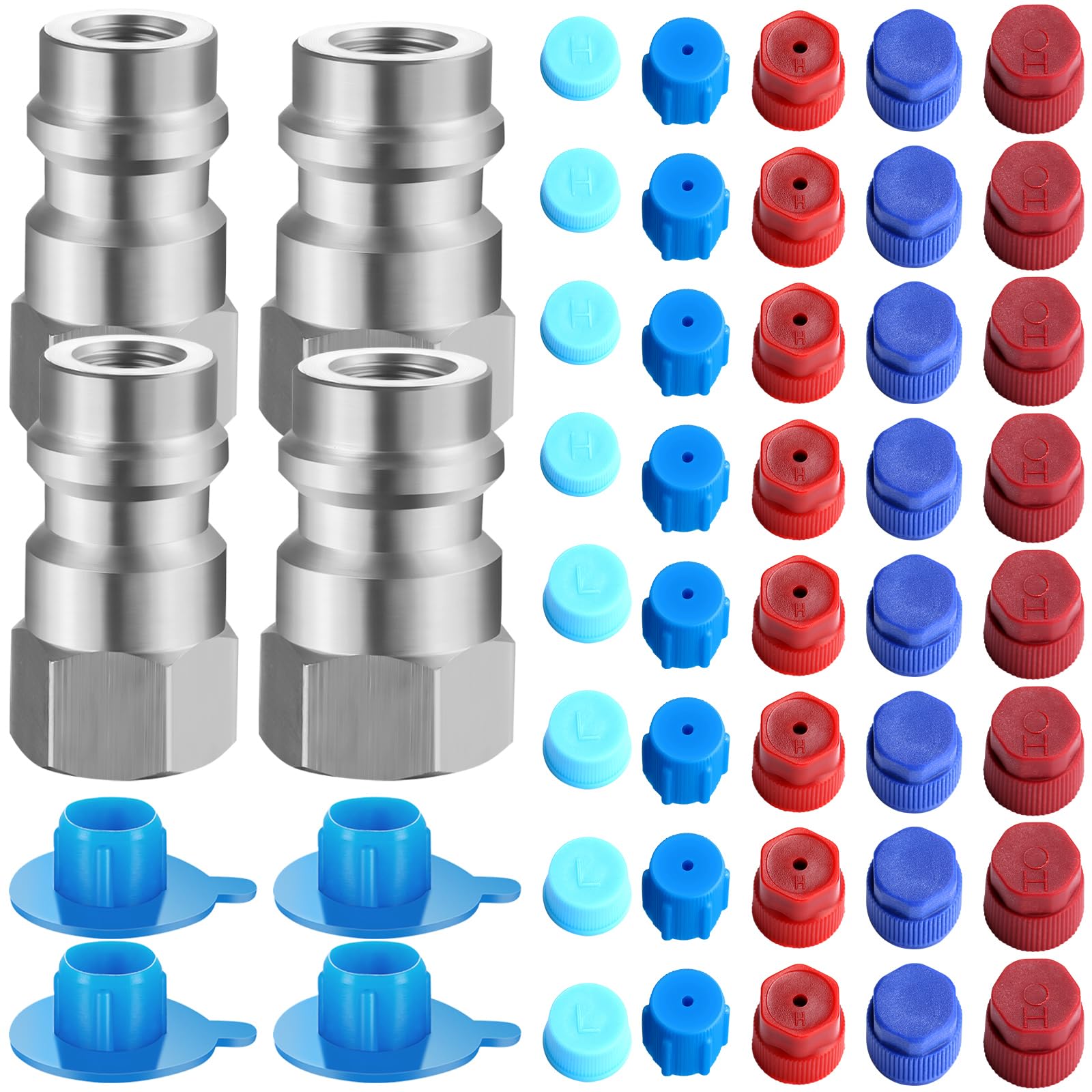 Gisafai 4 Pack R12/R22 to R134a Adapter Conversion Kit High/Low AC ...