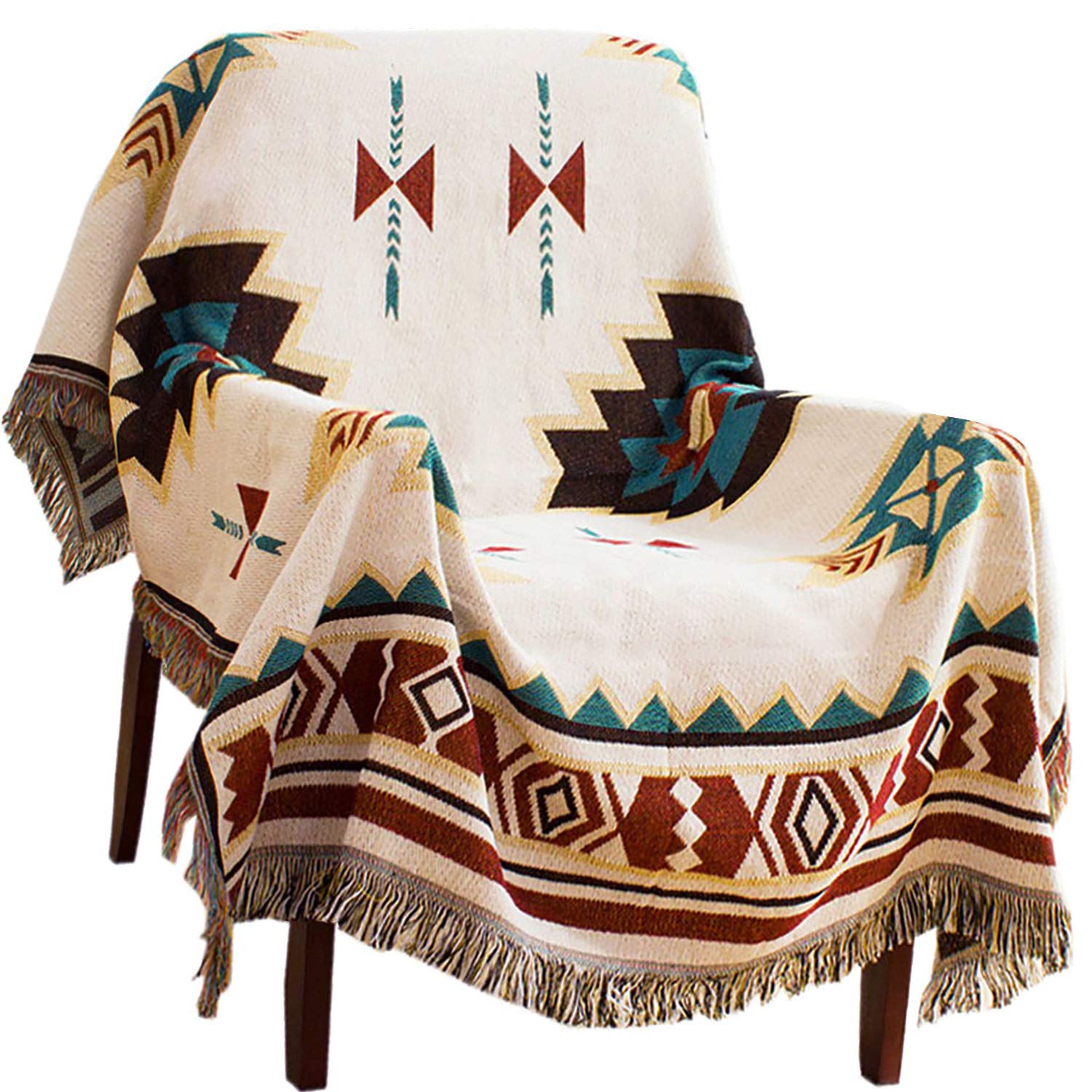 Buy Warmtide Southwestern Soft Throw Blankets With Tassels Cozy Cotton Woven Aztec Knitted Bed Couch Throws Sofa Chair Towel Multi Function For Home Decor Office Travel 51x63 Inches Online At Low Prices In