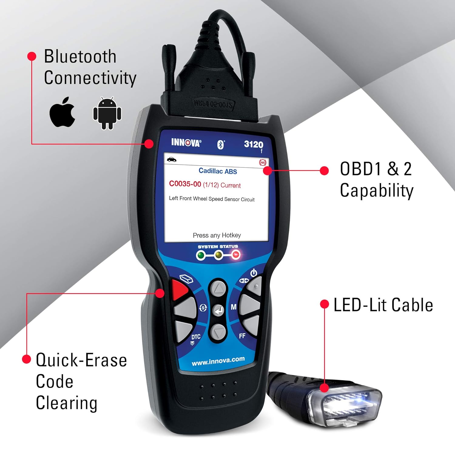 Amazon.com: INNOVA 3120 Diagnostic Scan Tool/Code Reader for OBD1 and OBD2  Vehicles: Automotive