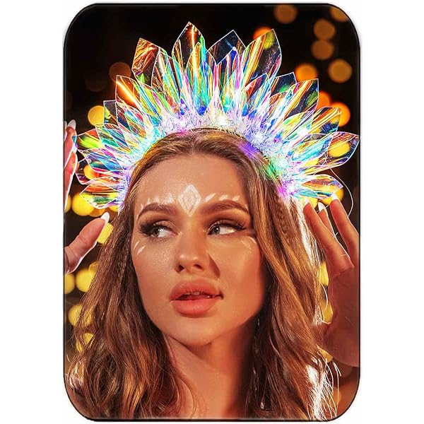 LED Light Up Crown Headband Rave Festival Costume Hair Accessory Adult niCWhite Light Up Headband LED Crown Headbands Glow Tinsel  main image 4