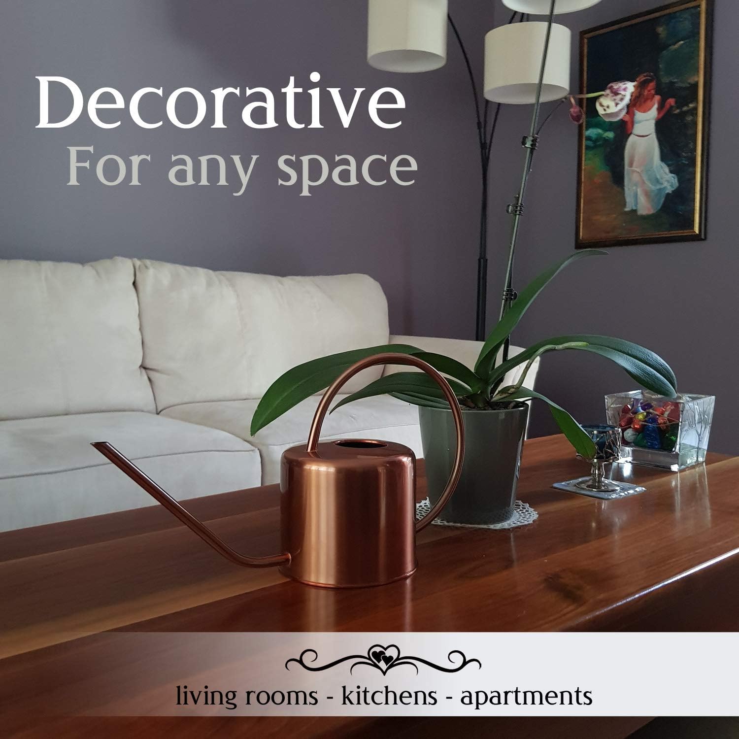 ubequity decor Small Watering Can for Indoor Plants - Copper Colored Watering Can for House Plants with Long Spout is Ideal - Functional and Stylish - No Drips and Rustproof : Garden & Outdoor