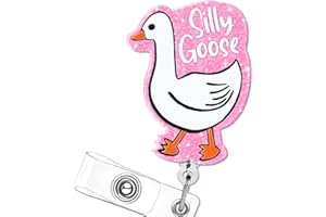 HITLUSTE Badge Reel Retractable for Nurses, Cute ID Badge Holder with Alligator Clip for Students, Silly Goose RN LPN Medical Assistant Work, Nursing Name Tag Card Funny Badge Reels Nurse Grad Gift - Pink