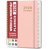 Taja 2026 Planner, Jan 2026 - Dec 2026 Monthly &amp; Weekly Calendar Book | 6.3" x 8.5", Hardcover Spiral Agenda Book with Tabs, Office Home Planning Organizer for Women and Men - Pink