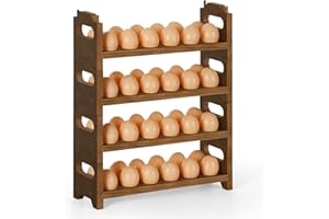 Wooden Egg Holder Countertop Fresh Chicken Egg Holders Storage for Gathering Fresh Eggs, 4-Tier Stackable with 48 Eggs, Farmh