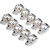 HOMSFOU 30pcs Antique Silver Skull Head Metal Spacer Beads - Punk Skeleton Large Hole Loose Beads for Jewelry Making, Bracelet, Necklace