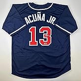 Facsimile Autographed Ronald Acuna Jr. Atlanta Blue Reprint Laser Auto Baseball Jersey Size Men's XL