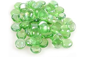 SHINY STONE High Luster Fire Glass Beads Pebbles Stones,Round Glass Marbles Gravel, Vase Fillers Beads Vase Rocks for Fish Tank Aquarium Succulent Garden Decoration,17-19mm(2/3''-3/4''),335g/0.78lbs(Light Green)
