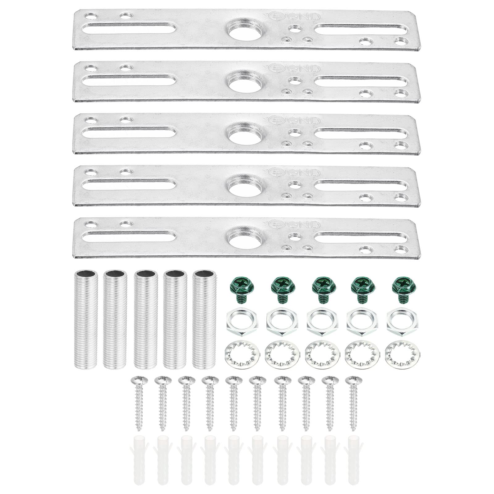 PATIKIL 4" Ceiling Light Plate Kit, 5 Pack Light Crossbar Mounting Bracket Universal Lamp Fixture Hardware Set for Chandelier Wall Light, Silver — image 1