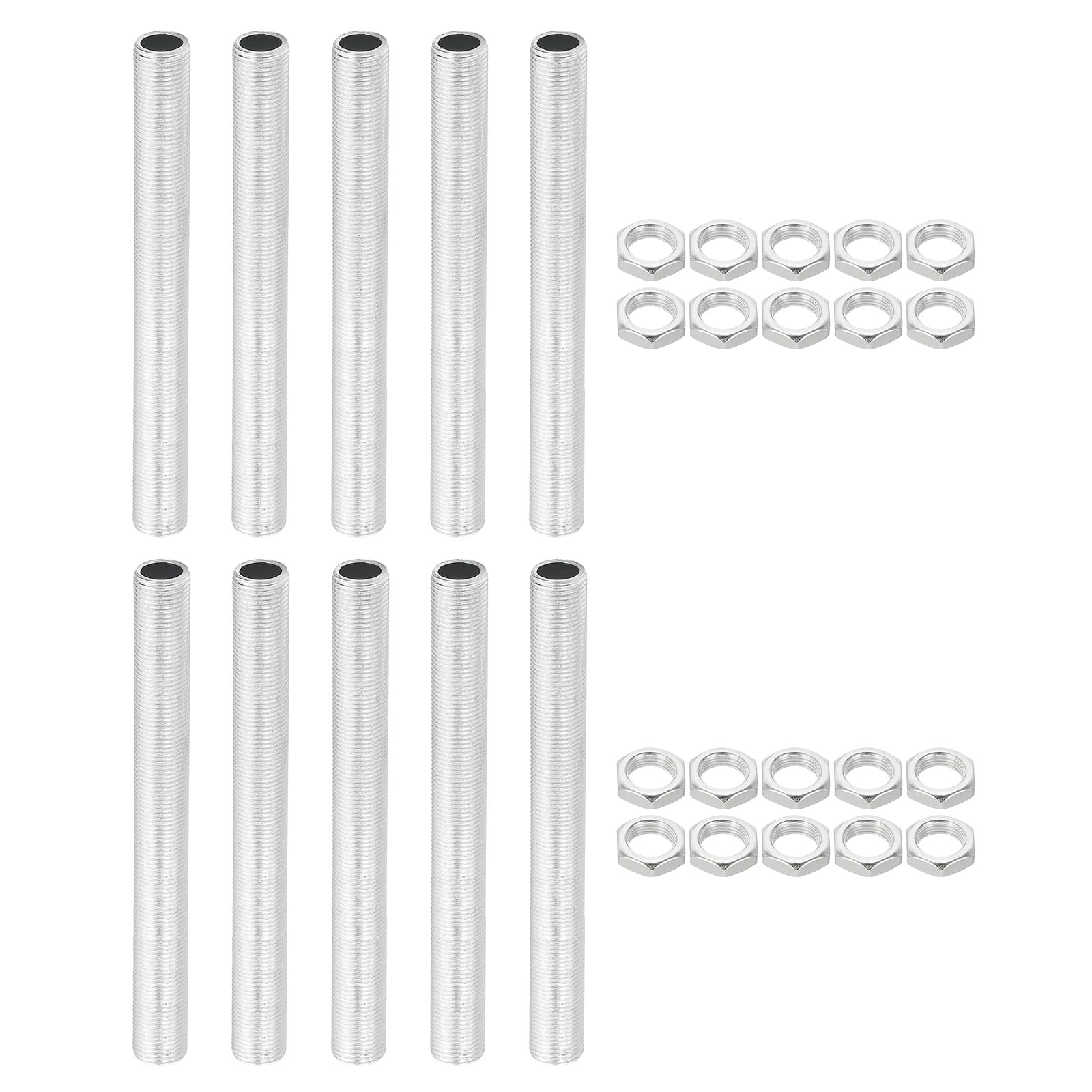 PATIKIL M12 Thread 120mm/4.7" Lamp Pipe Kit with Lock Nuts, 10 Set All Thread Rods Fasteners Hardware for Chandelier Ceiling Light DIY, Zinc Plating — image 1