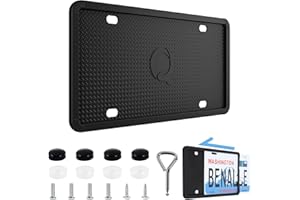 QUANQIUFEI 1 Pack Black License Plate Frames, Silicone Side-Opening Car License Plate Cover, Rust-Proof Rattle-Proof Weather-Proof Car Accessories with Screw Caps