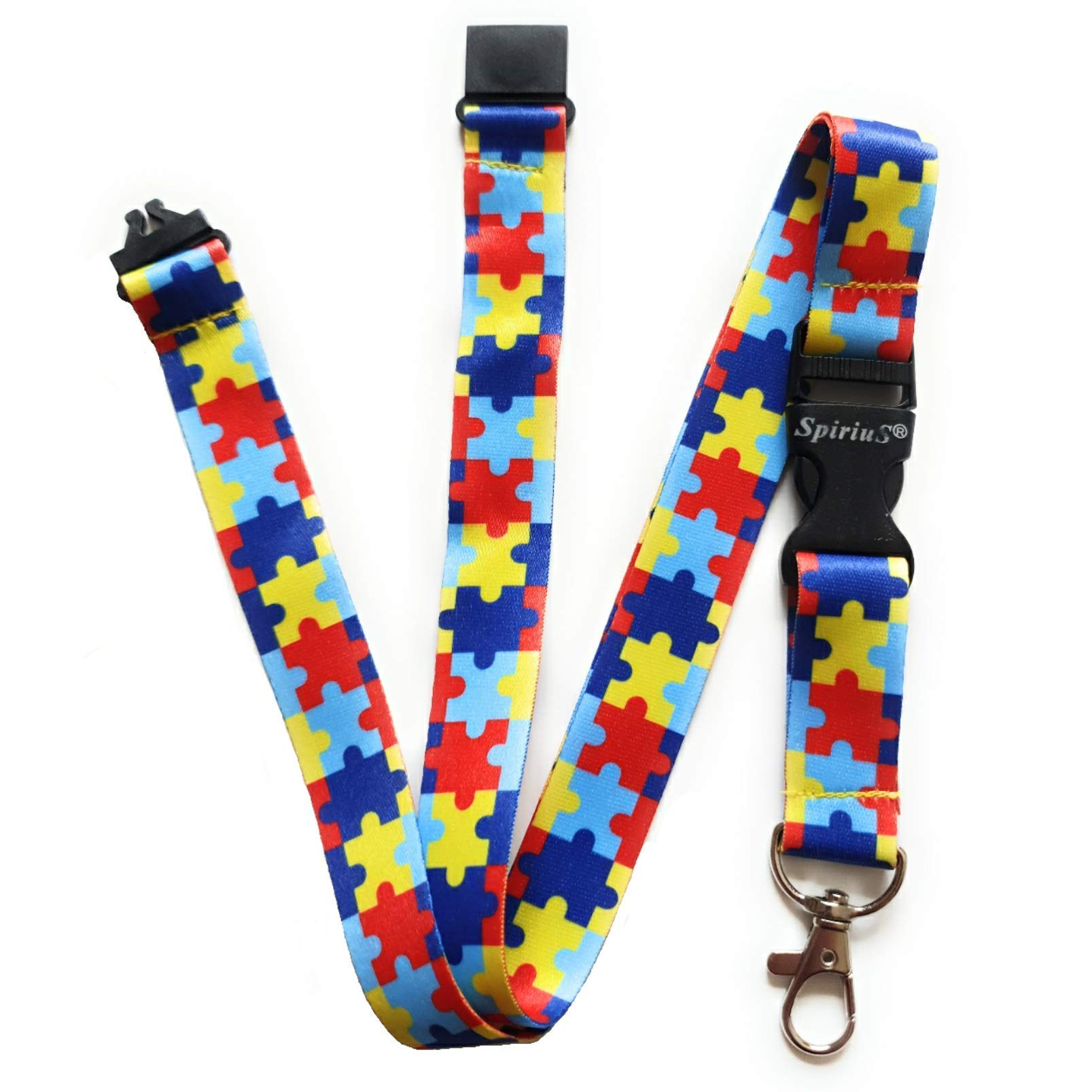 SpiriuS Breakaway Lanyard Neck Strap for id Card Badge Holder with Metal Clip 2cmx47cm (Puzzle)