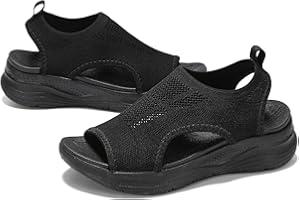 GoodValue Womens Comfortable Orthopedic Sandals Arch Support Ladies Walking Sport Athletic Sandals Open Toe Slip On Plantar Fasciitis Platform Dress Sandal